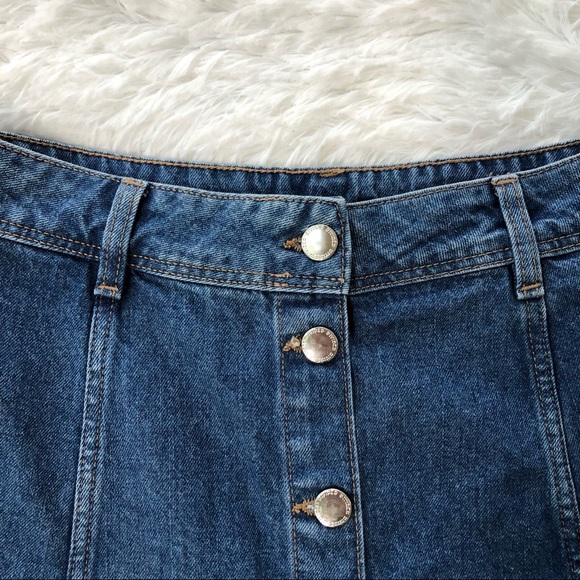 H&M DIVIDED • Like New Denim Skirt Button Down Jean Size 10 Cotton EUC - Picture 5 of 7